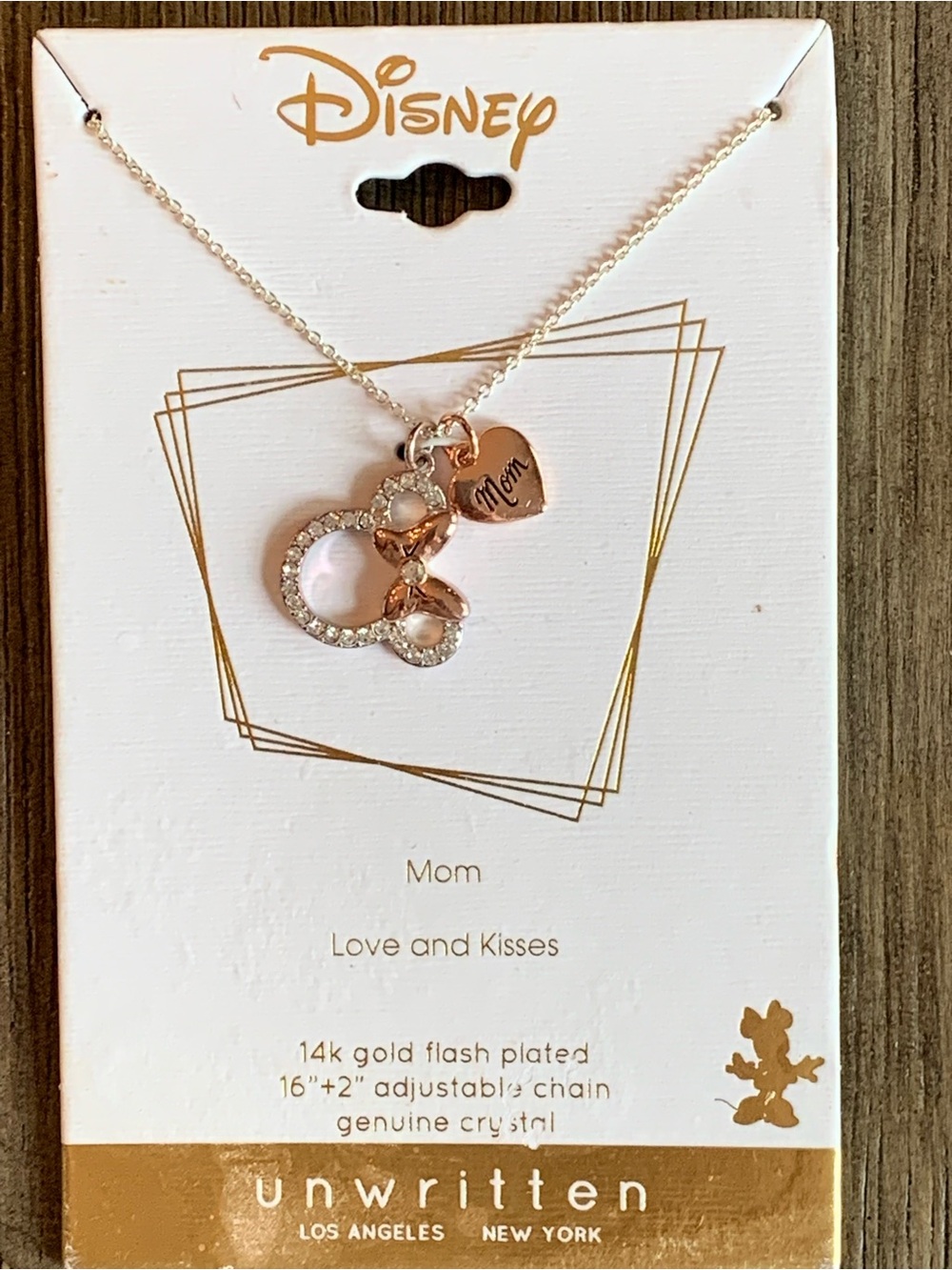 Disney Rose Gold and Clear Crystal 'Mom' Pendant Necklace